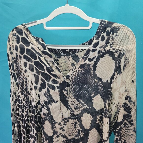 Tyler Kim Womens Snake Print Long Sleeve Dress Size L - Picture 2 of 13